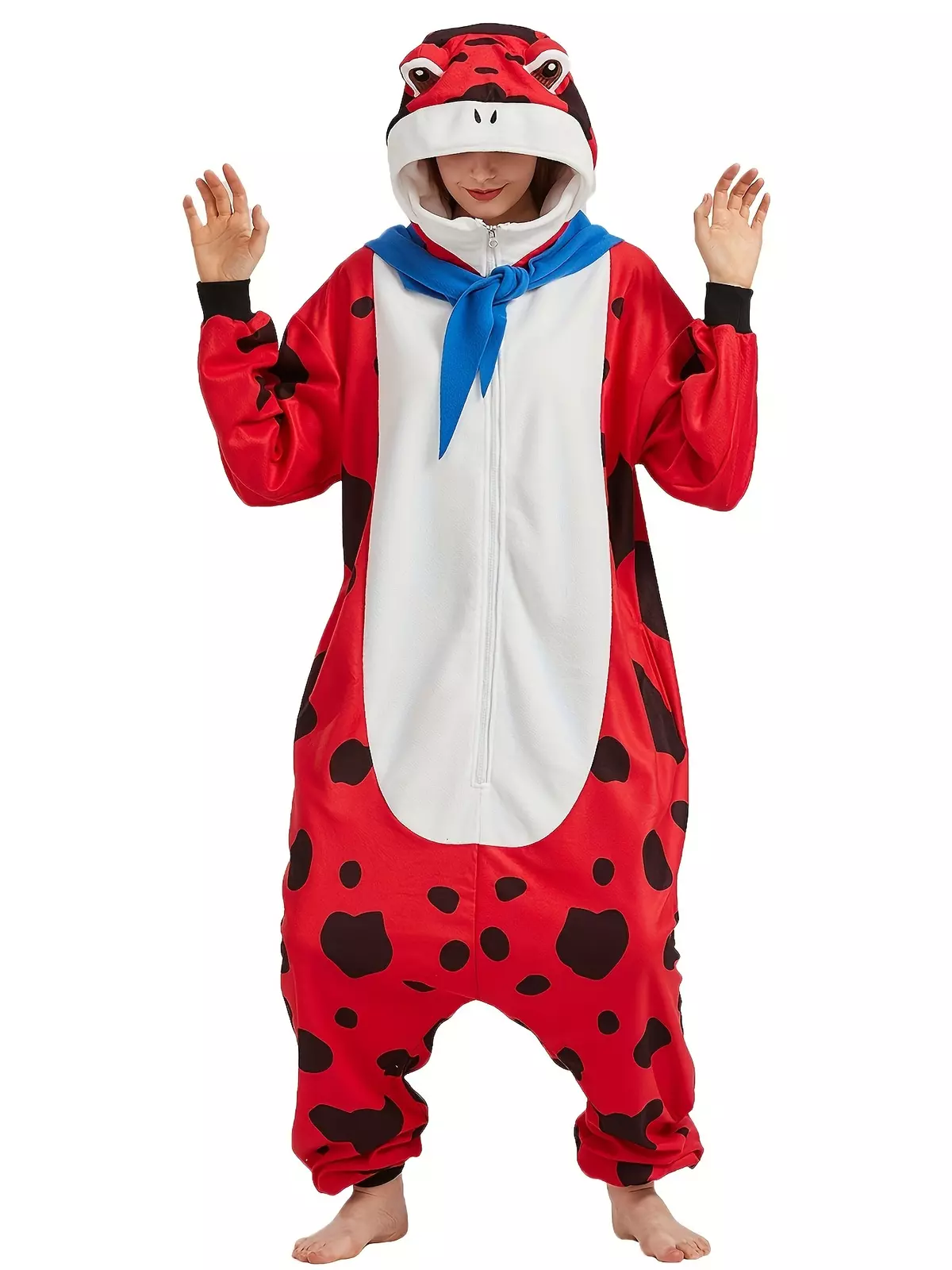 Adult Red Frog Onesie Pajamas,Red Frog costume,Christmas Halloween Cosplay Red Frog Pajamas for Women man