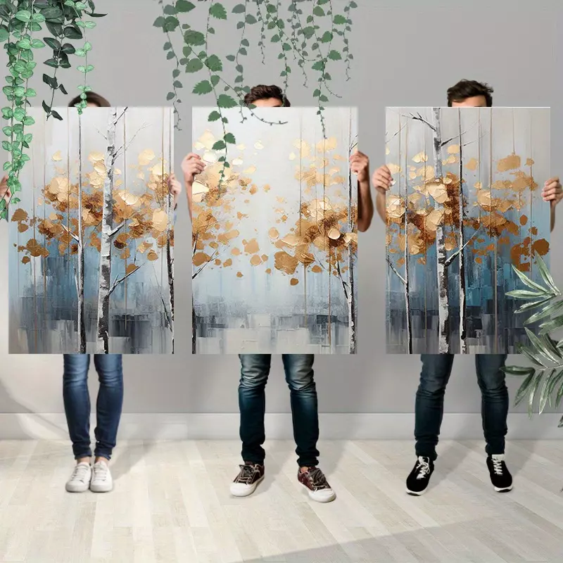 With Frame 60cmx90cm(24inchx36inch)X3pcs Canvas Wall Art Beautiful Botanical Artwork Abstract Art Wall Canvas for Living Room Hotel Home Canvas Ready To Hang