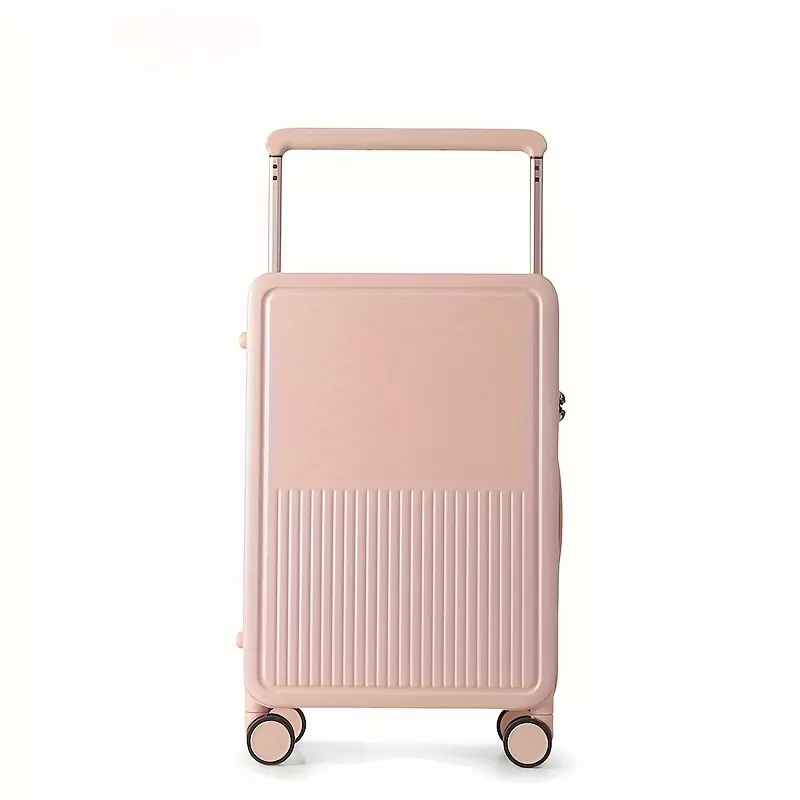 Solid Color Trolley Suitcase With Spinner Wheels & Password Lock, Men's And Women's Suitcase For Business Travel Vacation Holiday, 20/24 Inches-White
