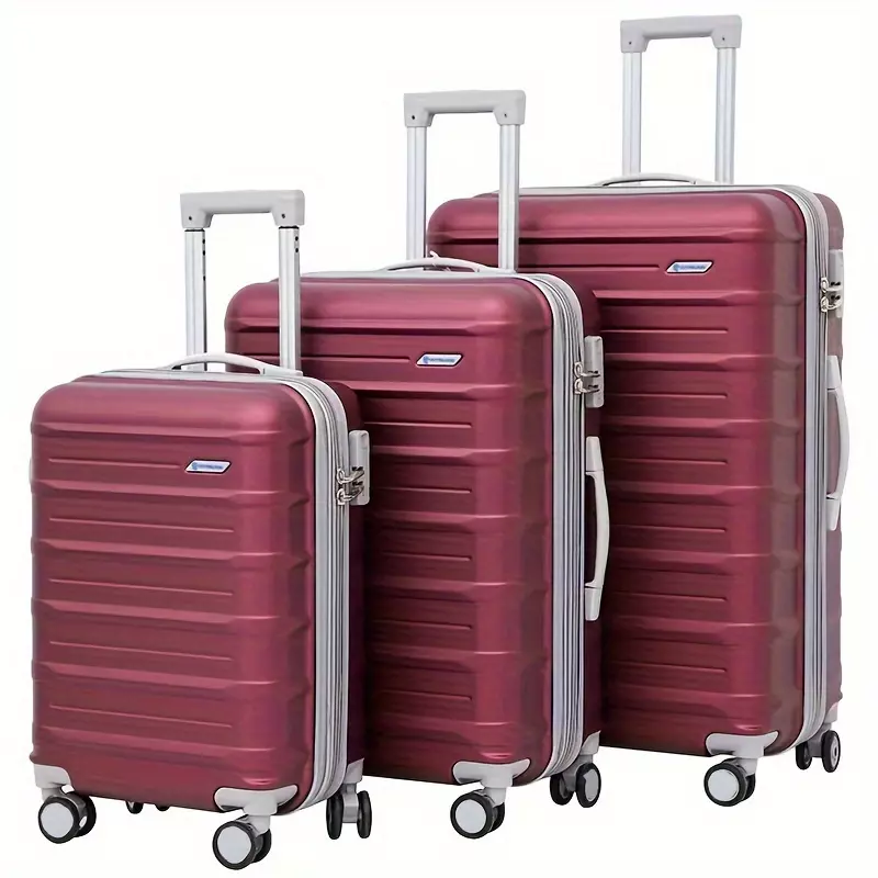 3pcs/set 20/24/28 Inch Suitcase, ABS Hard Case Luggage, Travel Boarding Case With Spinner Wheels-Red (20+24+28 Inches)