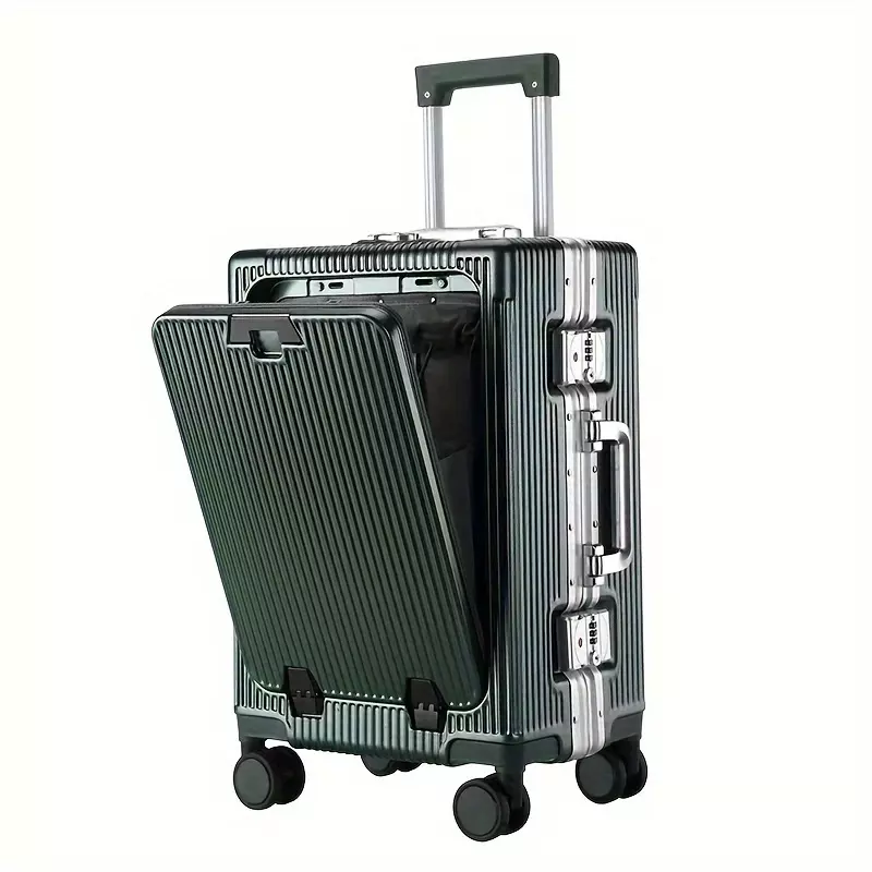 Minimalist Solid Color Travel Trolley Case For Women, Classic Versatile Suitcase With Spinner Wheels Design-Dark Gray 20 Inches