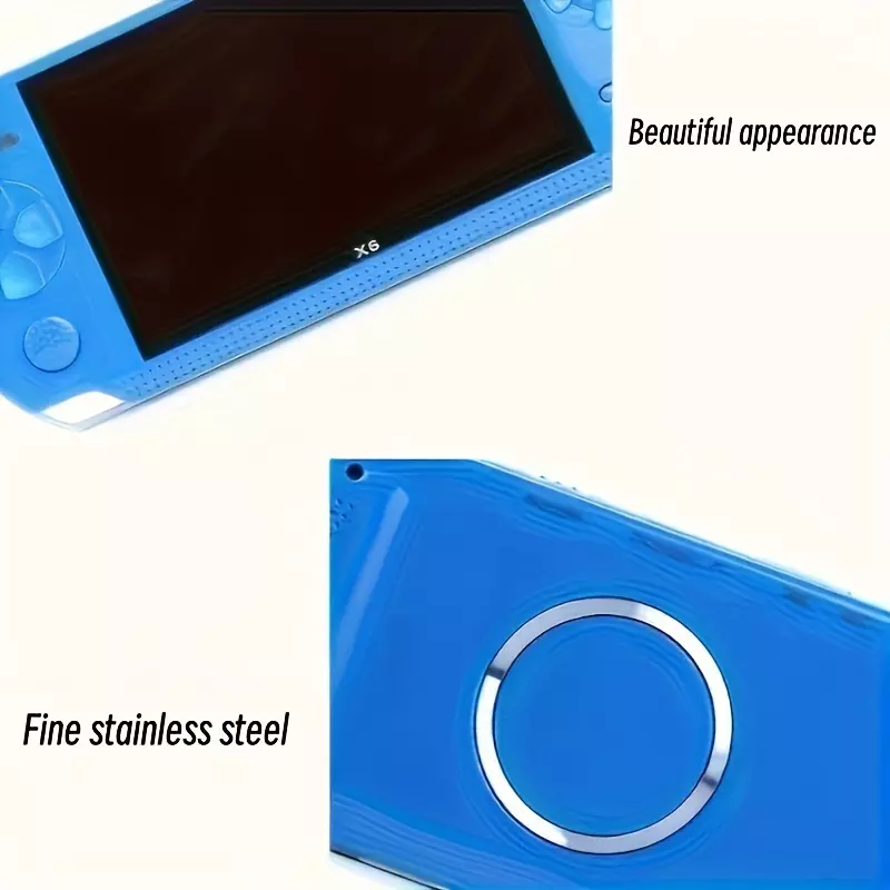 X6 portable game console, 4.3-inch screen, 8GB storage space, supports music video e-books-Blue