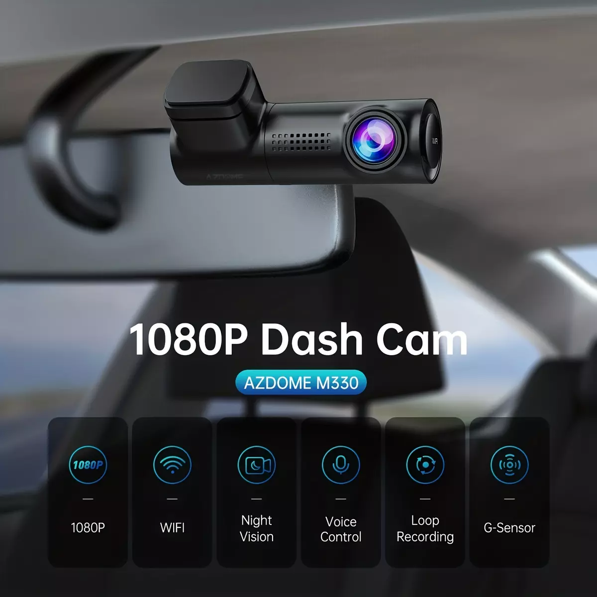 AZDOME M330 Gen2 Dash Cam 1080P HD Car Camera With 0.96 Inch Display, Support Wifi, Super Night Vision, Voice Control, Loop Recording,24 Hours Parking Monitoring, Type C, Easy To Install Car Dash