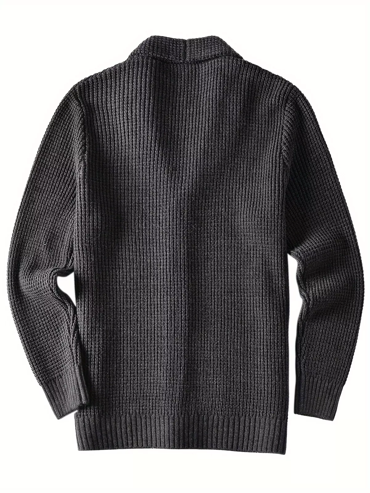Men's warm cardigan jacket with green fruit collar long sleeved sweater-grey
