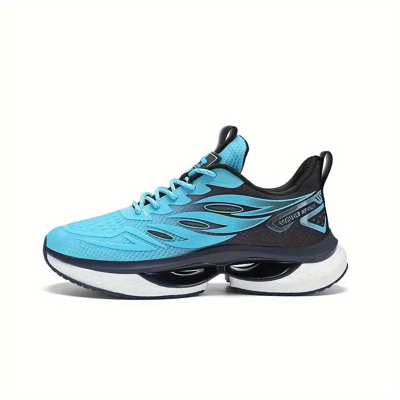 Women's Lace-up Sneakers, Knitted Mesh Running Shoes, Breathable Lightweight Sports Shoes For Women, Fashion Casual Athletic Shoes-Blue