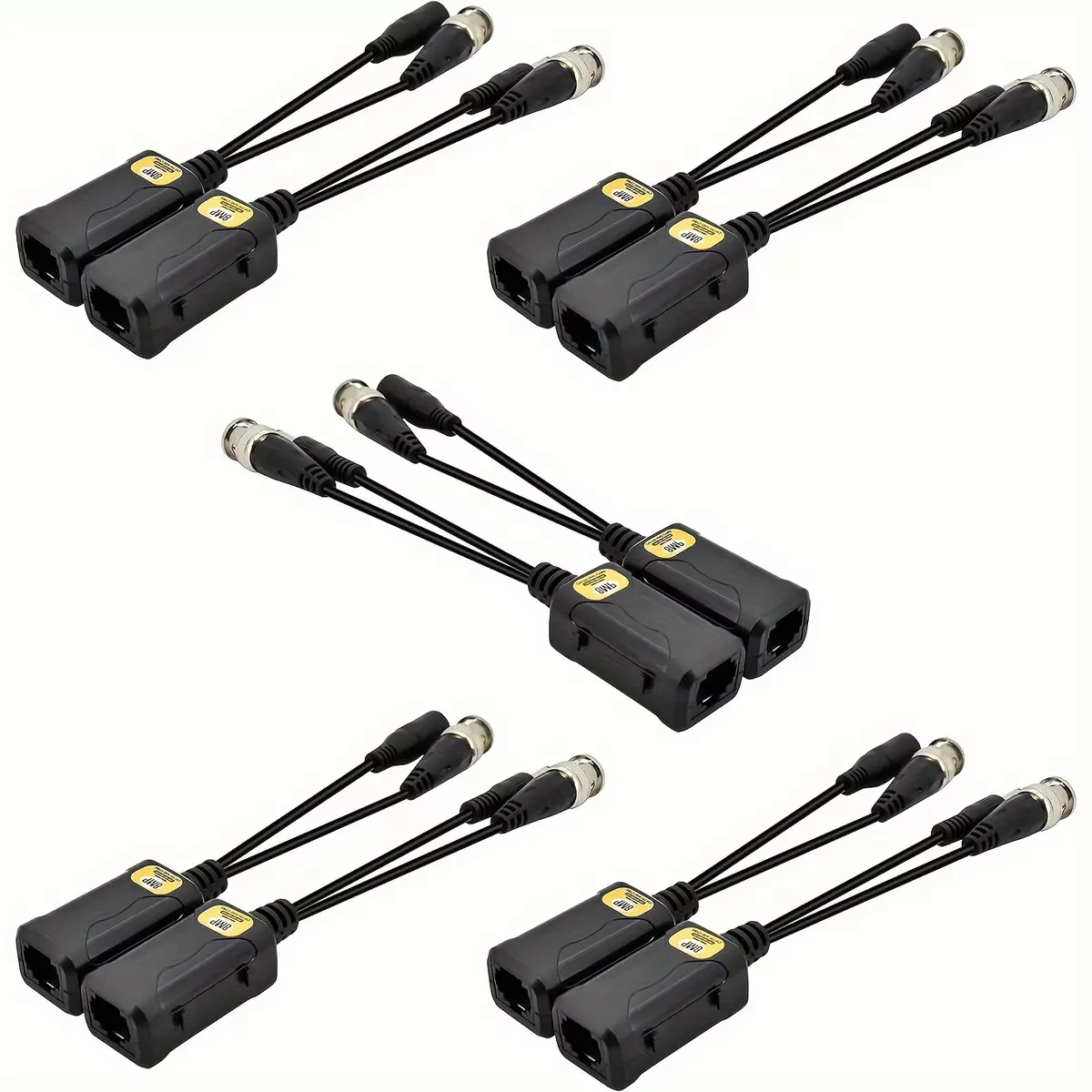 5 Pairs 8MP/4K Passive HD BNC Video Power Balun Transceiver Transmitter Via UTP RJ45 Cable AHD/TVI/CVI/CVBS Cable Connectors for 720P/960P/1080P/3MP/5MP/8MP Security Cameras