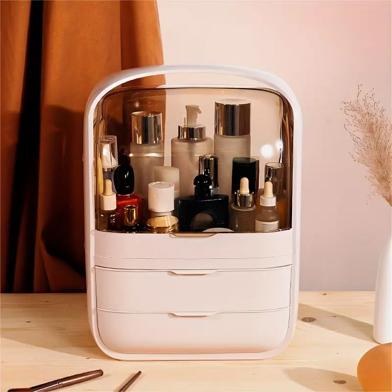 Cosmetics storage box-White-1pc