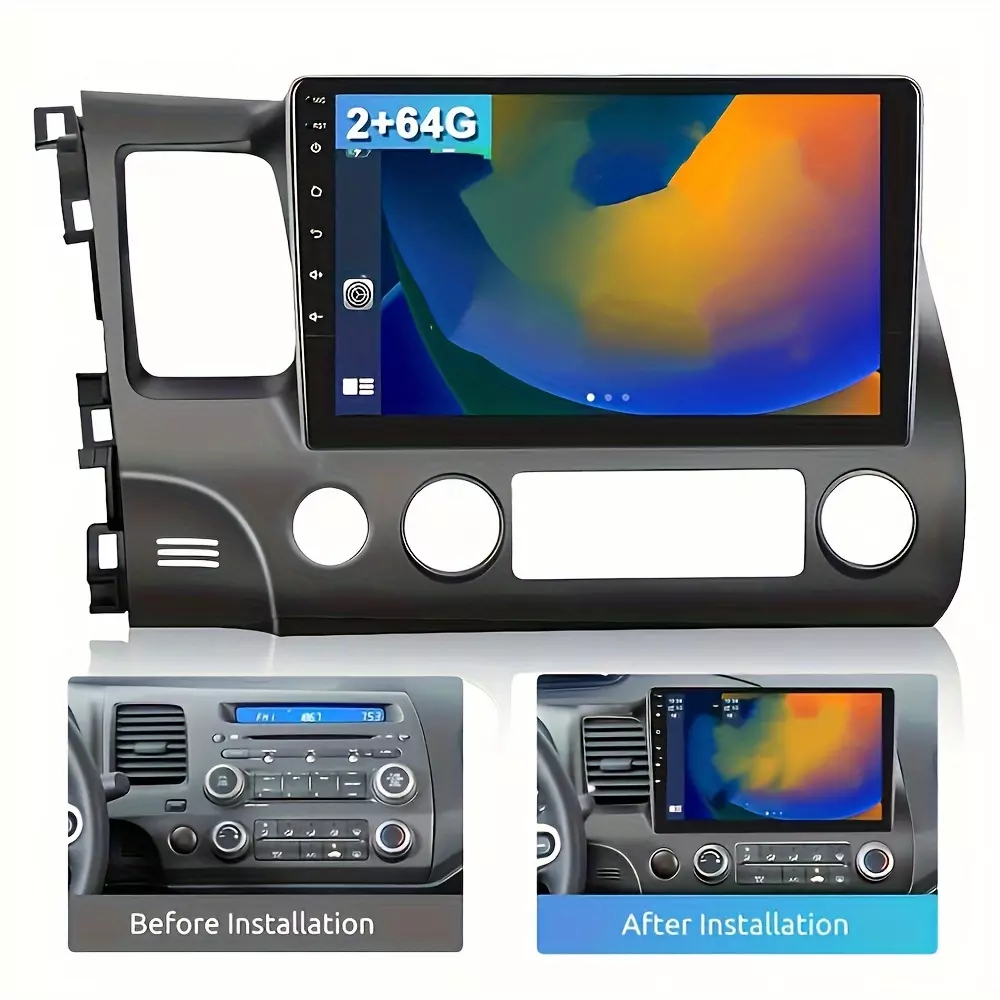 2G+64G For Honda For Civic(LHD) 2006-2011 Wireless Car Player Car Stereo Android Auto 10.1'' Touch Screen Car Radio Audio With GPS WiFi AHD Backup Camera