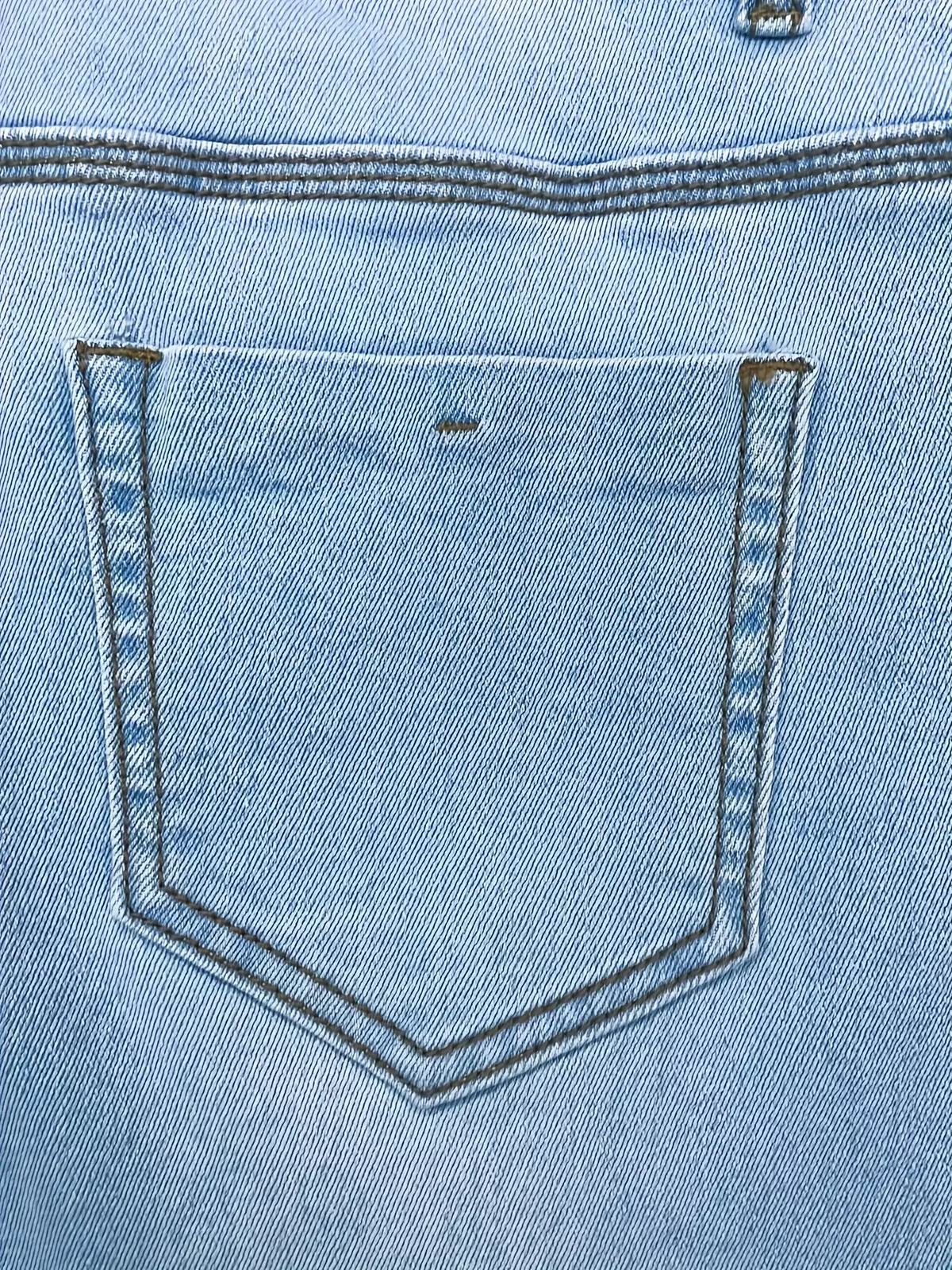 Plus Size Casual Jeans, Women's Plus Solid Ripped Button Fly High Rise Skinny Jeans-Sky Blue