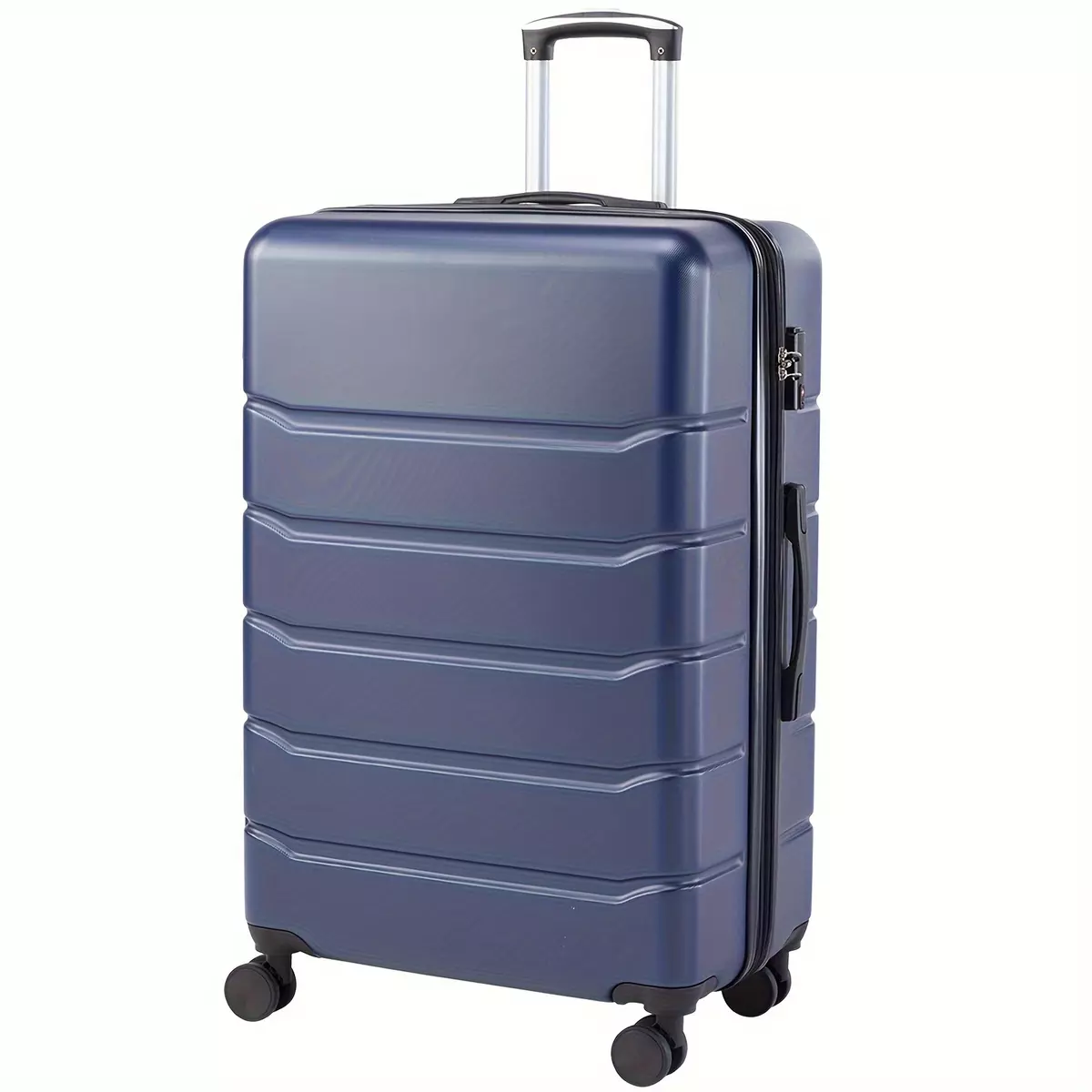 28-Inch Expandable Hardside Luggage, Hard Shell Roller Suitcase With 4 Double Spinner Wheels, Lightweight With TSA Combination Lock-Blue