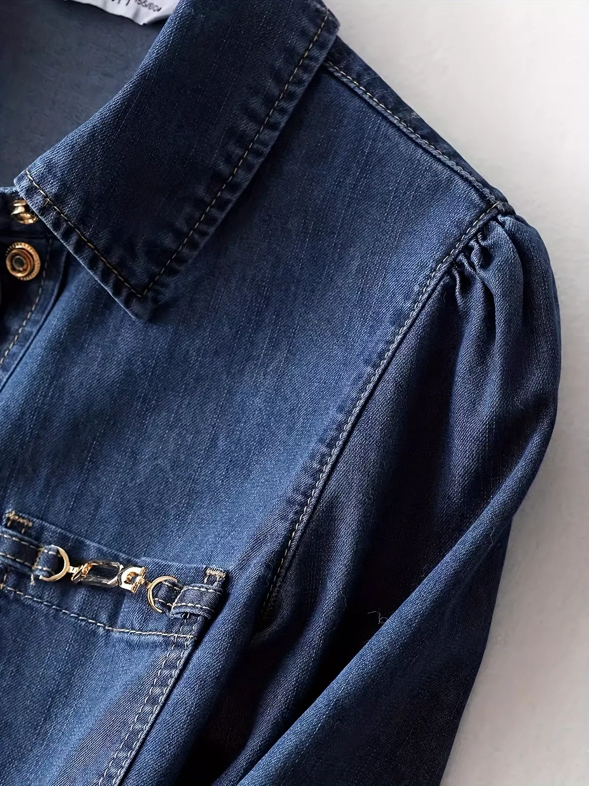 Long Sleeves Lapel Denim Shirt, Single Breasted Button Versatile Denim Jacket, Women's Denim Clothing