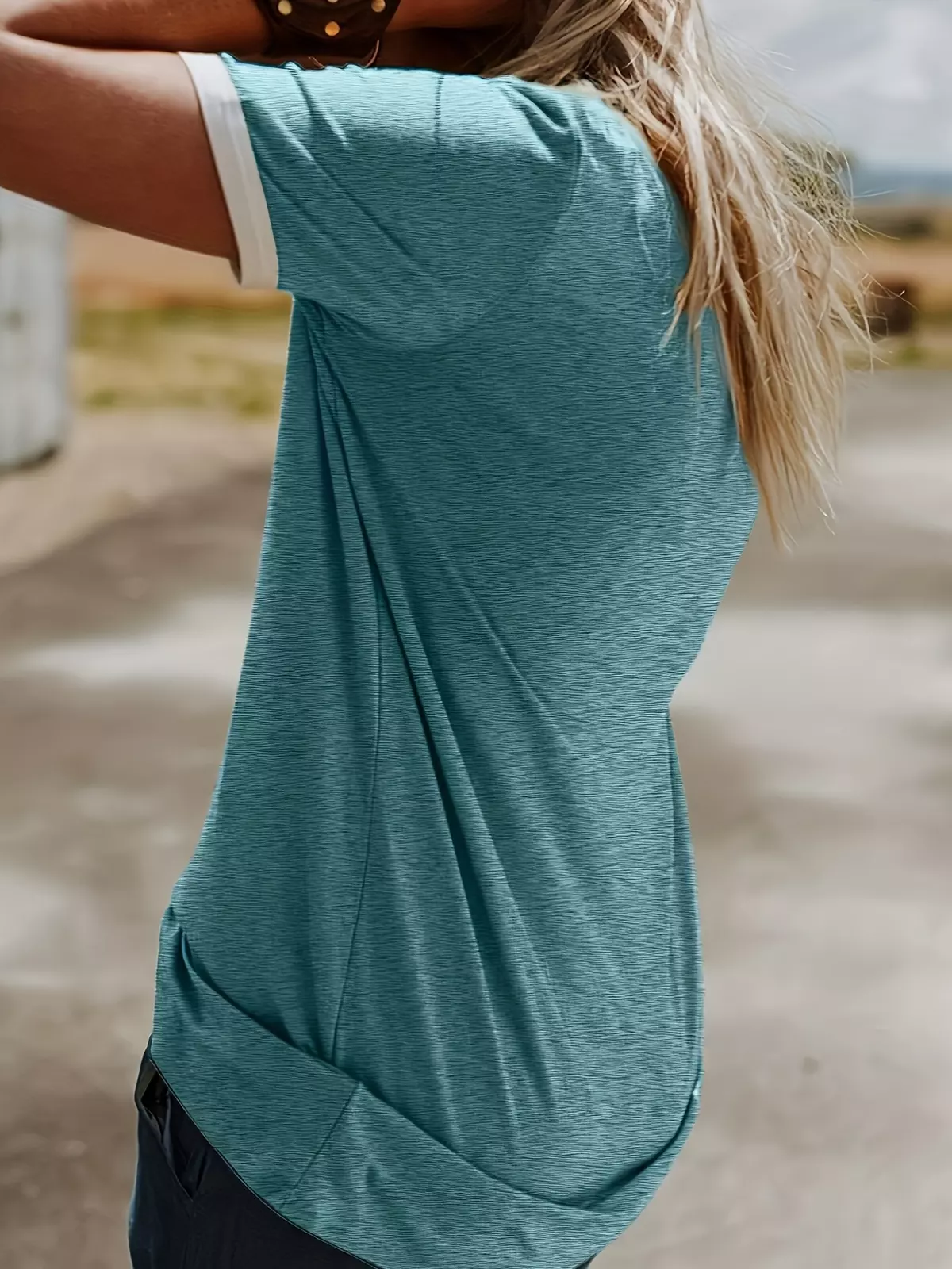 Letter Print Crew Neck Short Sleeve Basic T-Shirt, Casual Every Day Tops, Women's Clothing-Yellow
