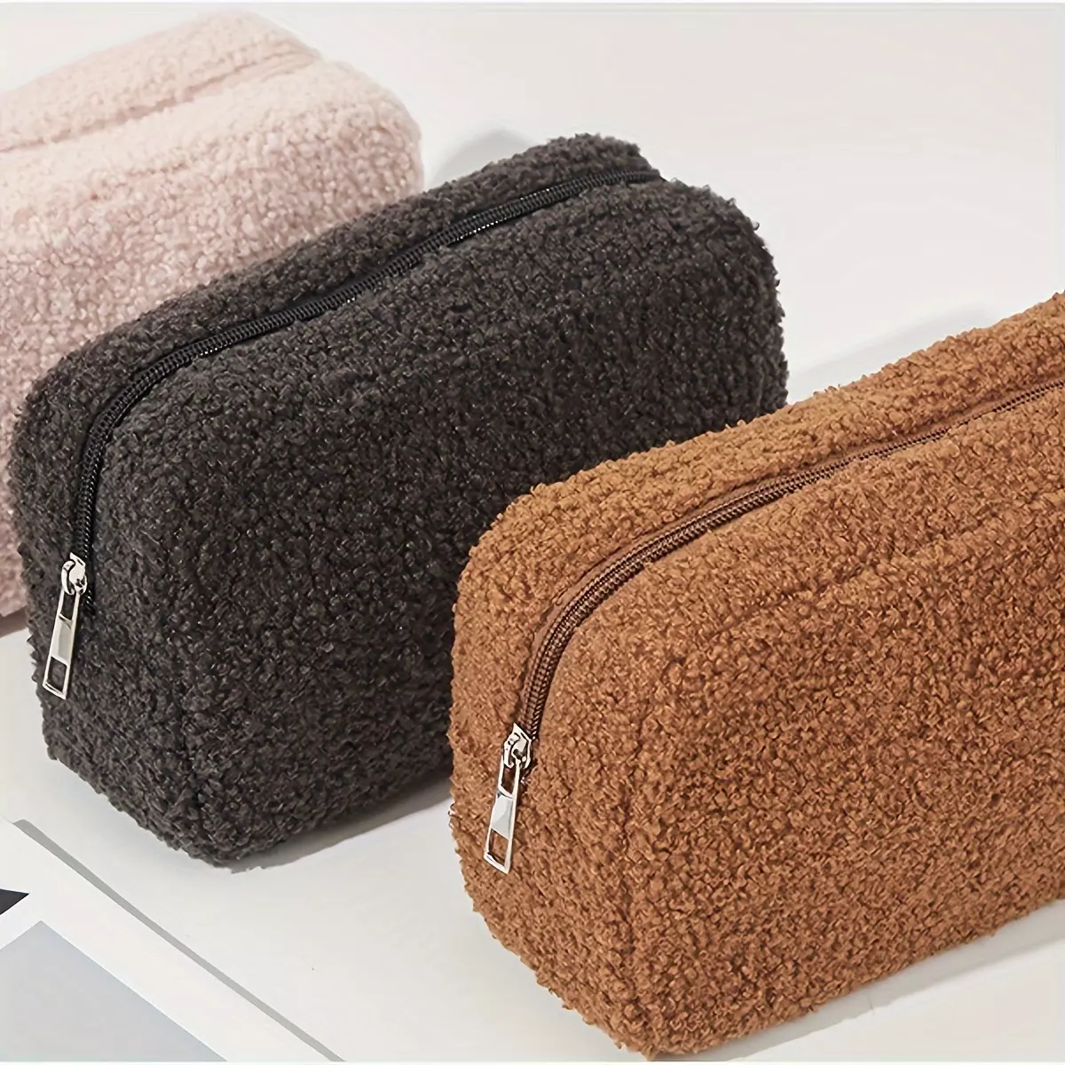Makeup bag, travel makeup bag-Brown