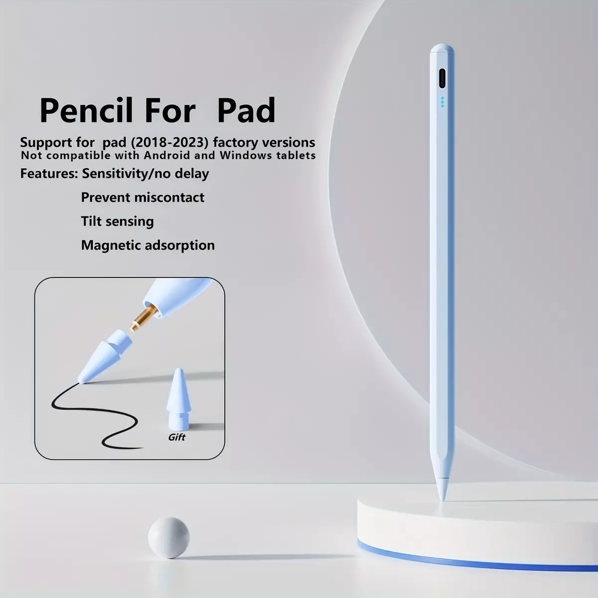 For iPad Pencil Stylus Multi-color selection error-proof tentacle writing pen side Magnetic storage Active Capacitor Pen Compatible (2018-2024) iPad air 3/4/5, iPad 6/7/8/9, Mini 5, iPad pro 11/12.9 Inch/Boy/girl/girlfriend gift-Purple
