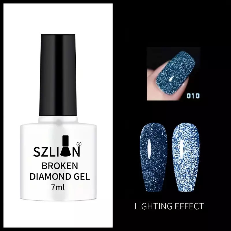 12 Colors 0.24oz Reflective Glitter Gel Nail Polish, Disco Broken Diamond Gel, Sparkling Gel Polish, For Manicure Home Salon DIY-03