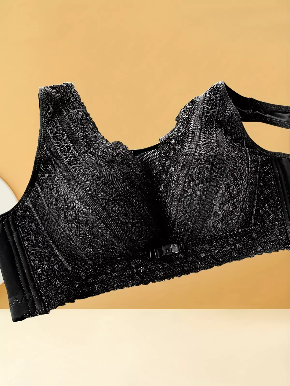 Elegant Full-Coverage Lace Bra – Wireless, Comfort-Driven Design – Ideal for Daily Wear-Black