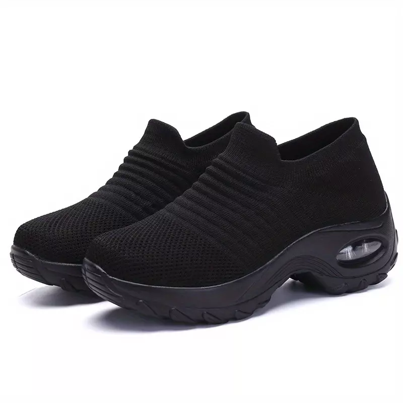 Ultra-Comfort Women's Knit Sneakers | Easy Slip-On Design, Air Cushion Support | Breathable & Stylish Low Top Shoes for Everyday Wear-Pink