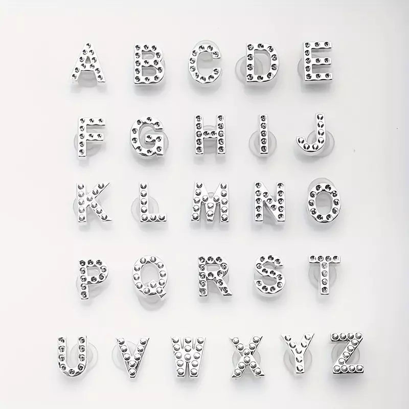 26pcs Letter Series Shoes Charms For Clogs Sandals Decoration, Shoes DIY Accessories For Women & Men