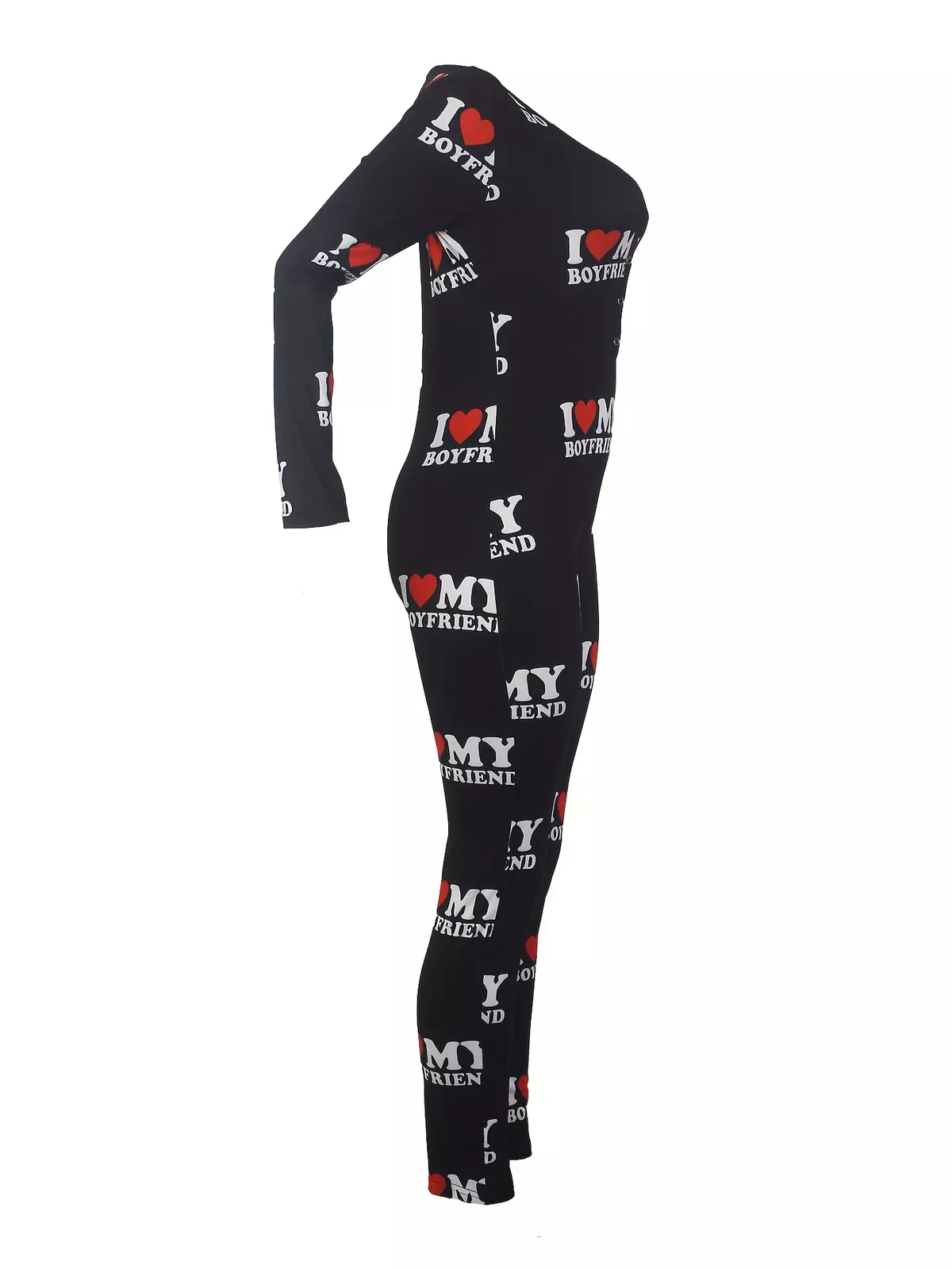 Letter Print Lounge Jumpsuit, Long Sleeve V Neck Buttons Jumpsuit, Women's Loungewear & Sleepwear
