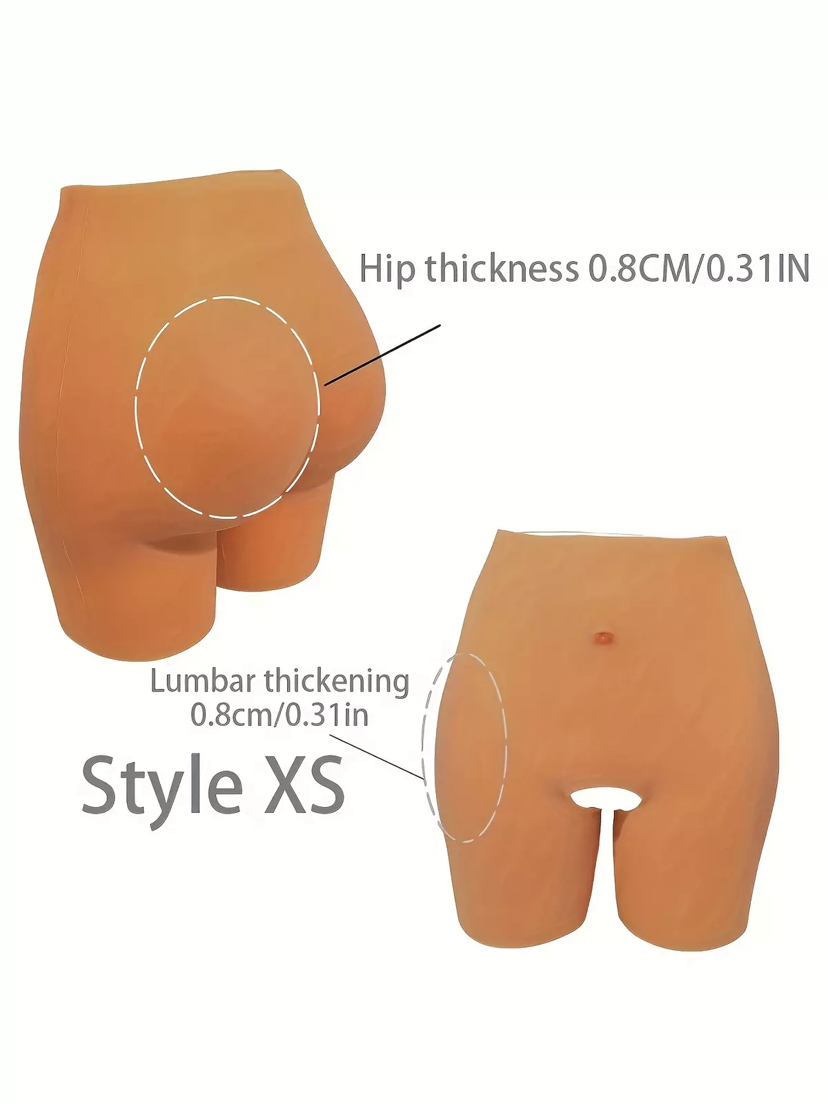 ANGDIE Silicone Hip Enhancer Butt Lift Silicone Panties, Shaper Push Up Hips No Sticky For Women & Man-Beige