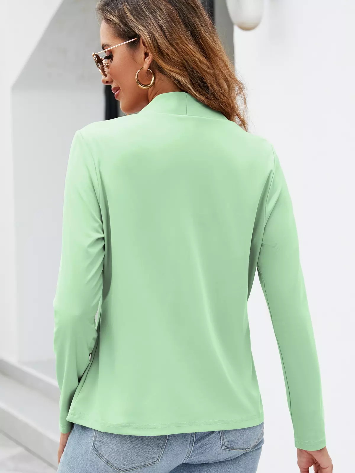 Solid Open Front Blazer, Casual Long Sleeve Pocket Blazer, Women's Clothing-Red