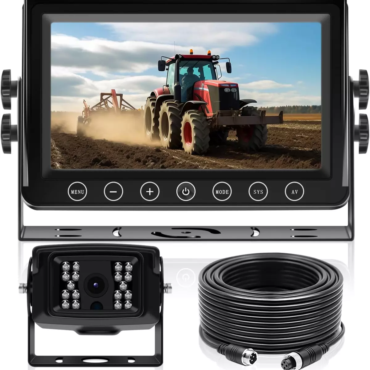 Wired Reverse Rear View Backup Camera 7" 1080P AHD Monitor, Leakage Camera, Night Vision, Vibration-Proof 10G For Excavator/Tractor/Truck/Caravan/Skid Steer/Heavy Equipment BX71