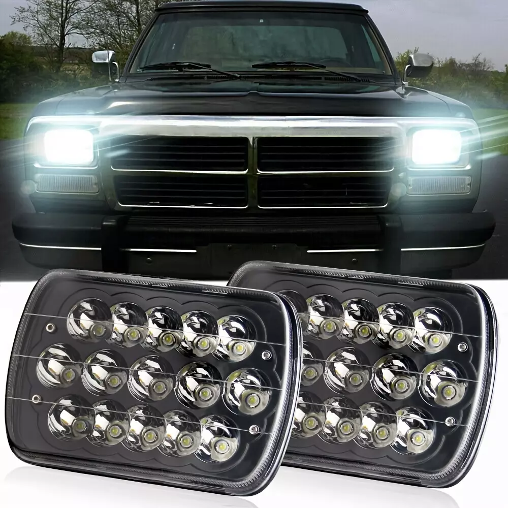 5x7 LED Lights Rectangular 7x6 Light 2PCS 90W High Low Sealed Beam Square Light for Jeep Cherokee Off-road Truck H6054 H5054 H6014 H6052 6053