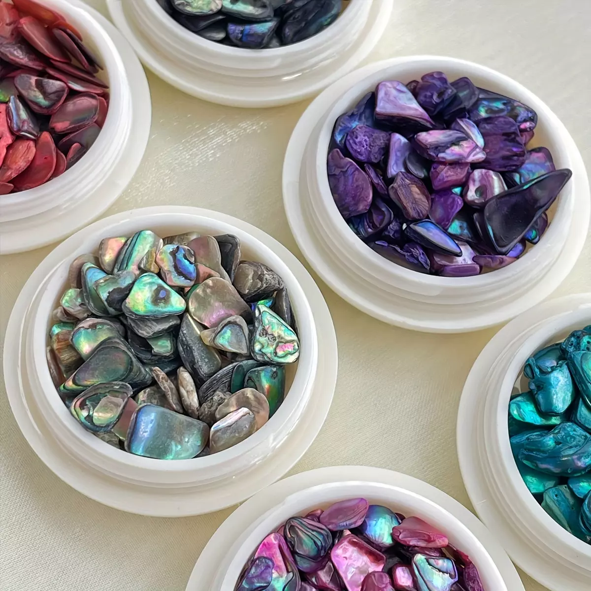 Mix Sizes 3D Abalone Seashell Fragments, Natural Stone Marble Sequin Flake For UV Gel Manicure Decorations-Primary Color