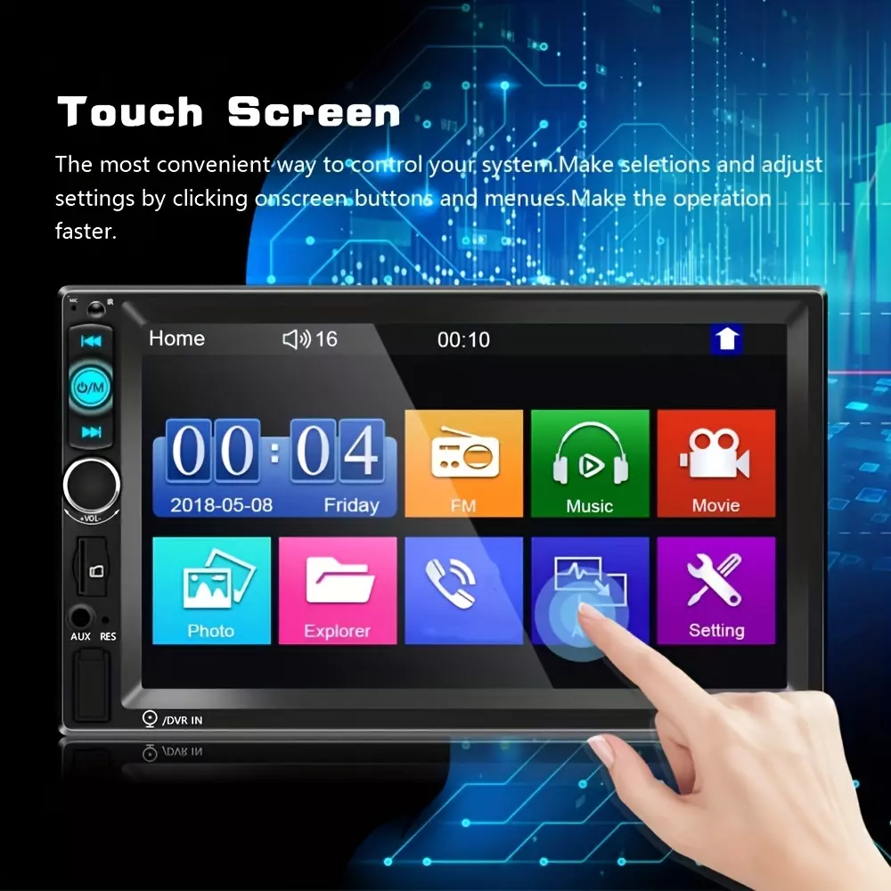 2 Din 7" HD Touch Screen Car Radio Stereo Car Multimedia Player Support Mirror Link +Remote Control