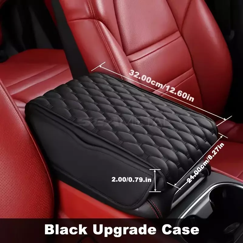 Stylish PU Leather Armrest Storage Bag Cover Pad For Women Auto Armrest Protection-Red