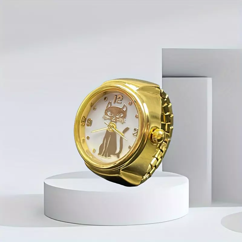 Creative Cat Men And Women's Simple Ring Watch-Golden