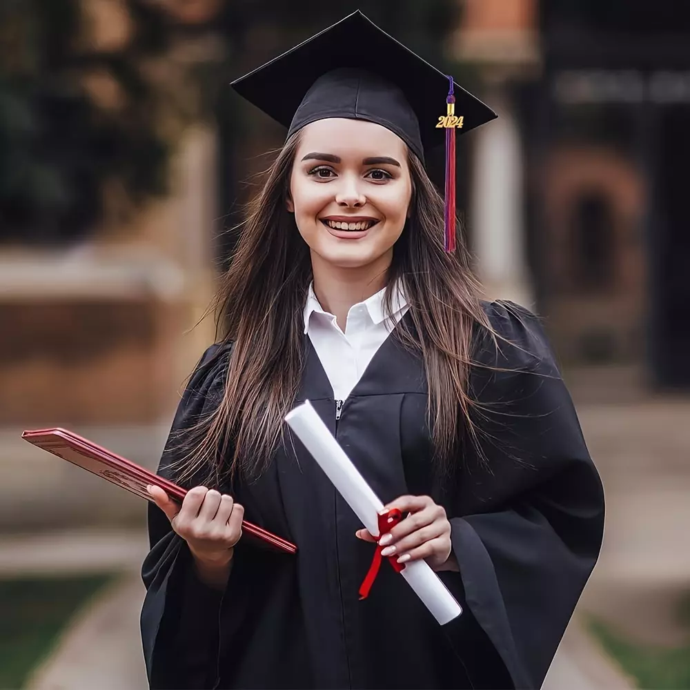 2pcs Graduation Tassels For Men And Women, Tassel Pendant, Graduation Cap Decoration, Class Of 2024 Graduation Cap Decoration, Multi-color Graduation Tassels-Red Black White