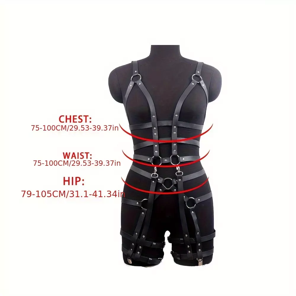 Punk Rivet Studded Harness For Women Classic PU Leather Waist Belt Sexy Garter Belts Punk Suspenders