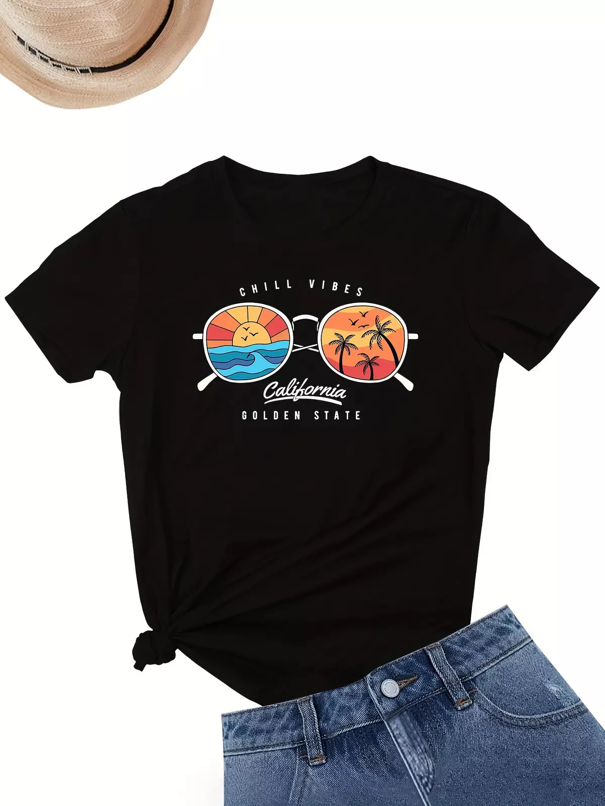 Women's casual T-shirt-Black