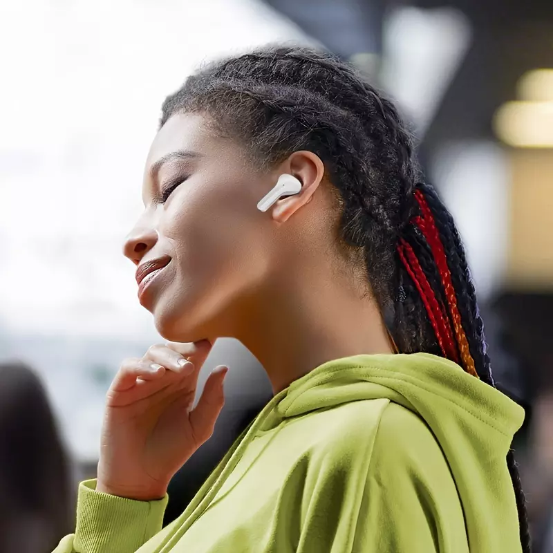 GREATWALL TWS Wireless Earphones Touch Control Headset HiFi Stereo HD Call Earbuds Battery Capacity Digital Display With Built-in Microphone-white
