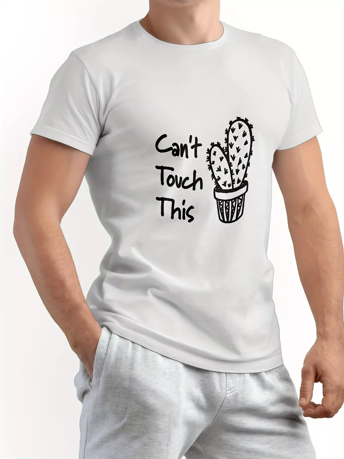 Casual Fashion T-shirt For Men Graphic Print Short Sleeve Tees  Tops, Men's Clothing-White