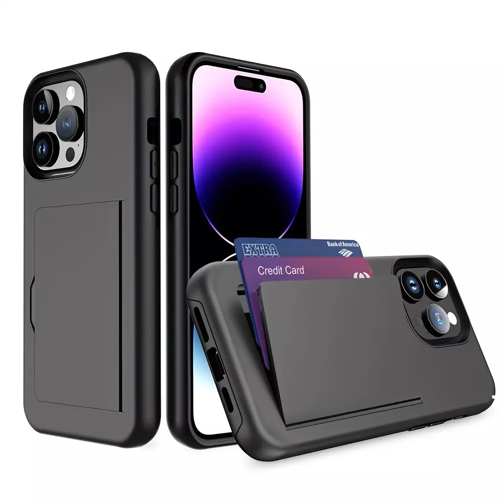 Smooth Feeling Protective Case For IPhone 14 13 12 11 Case Can Hold Two Cards Phone Case Can Protect Lens-Purple