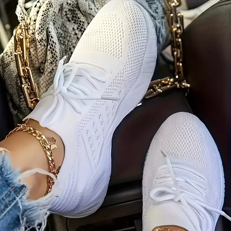 Chic Womens Athletic Sneakers - Lightweight & Breathable Design, Comfortable Lace-Up Shoes for Running & Casual Wear-Red
