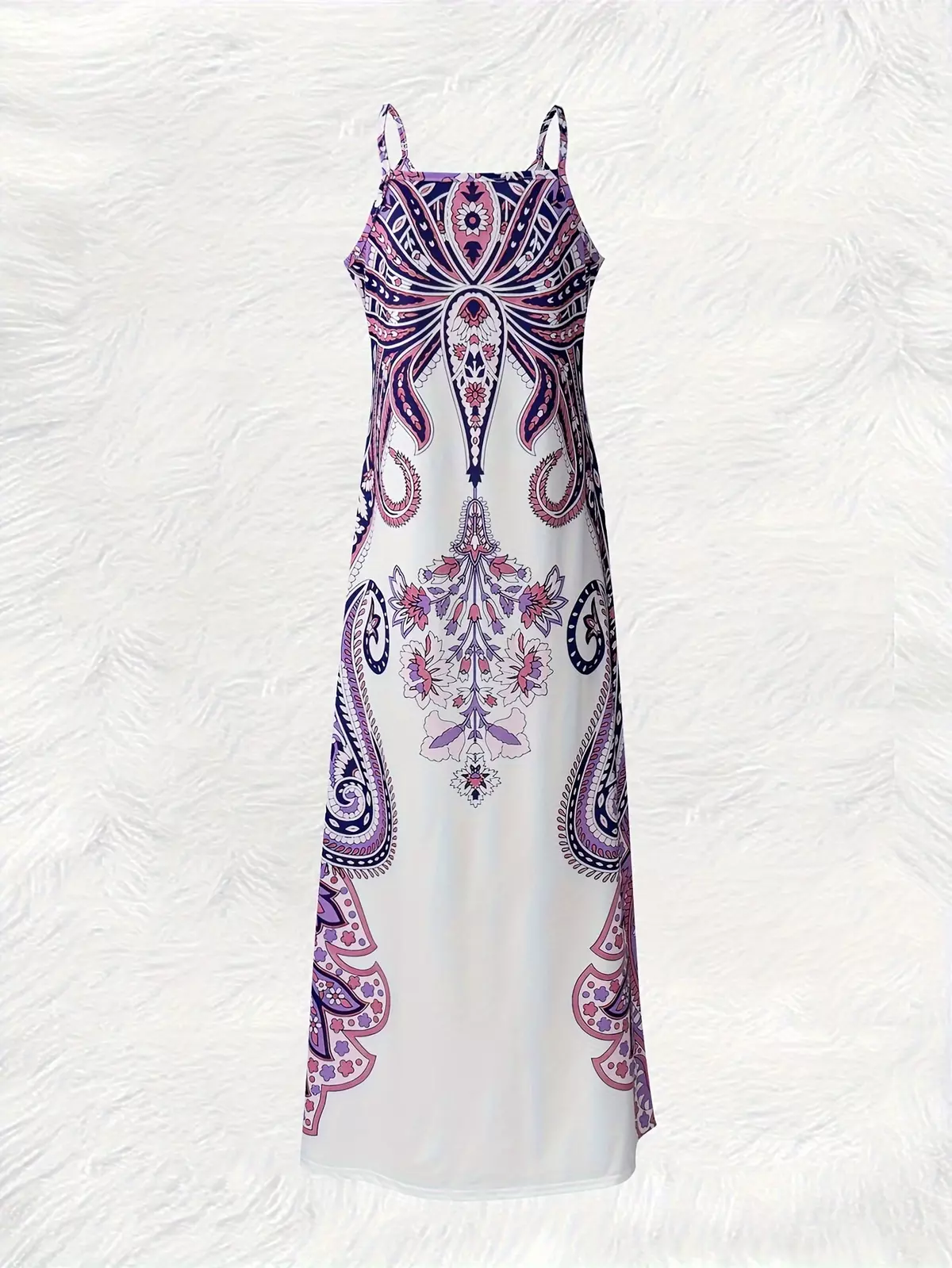Floral Print V Neck Cami Dress, Casual Sleeveless Dress For Spring & Summer, Women's Clothing-Violet Blue