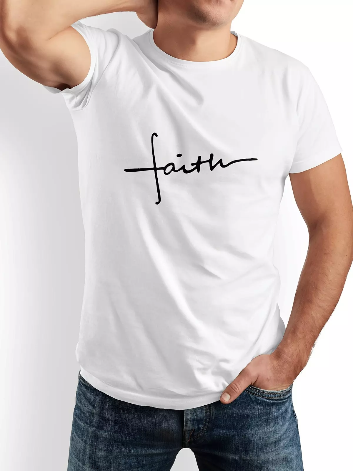 Casual Fashion T-shirt For Men Graphic Print Short Sleeve Tees  Tops, Men's Clothing-Black