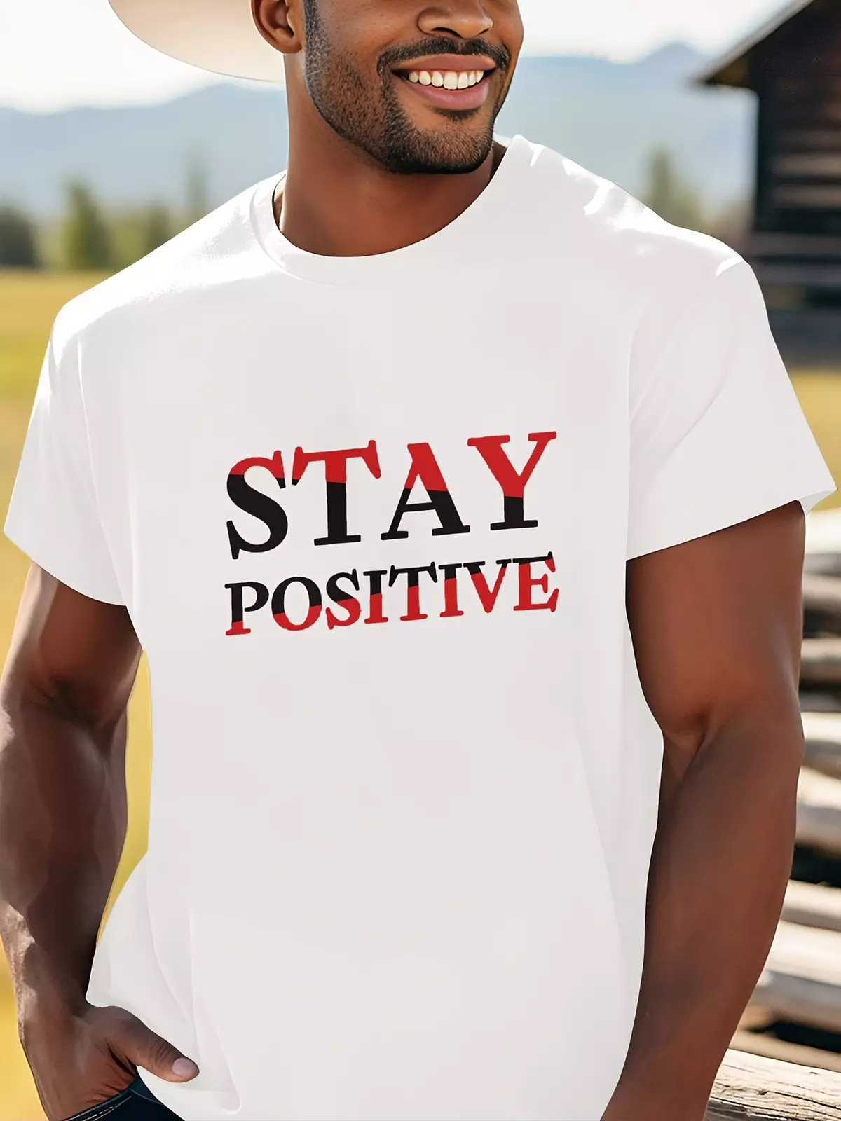 Casual Fashion T-shirt For Men Graphic Print Short Sleeve Tees  Tops, Men's Clothing-White