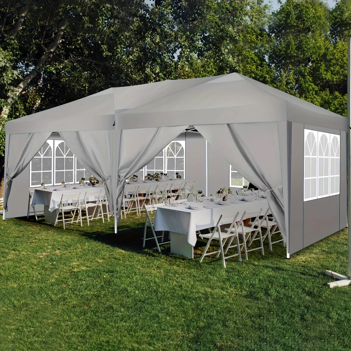 10x20ft Pop Up Canopy Tent With 6 Sidewalls, Instant Shelter Tent UPF 50+ Portable Gazebo
