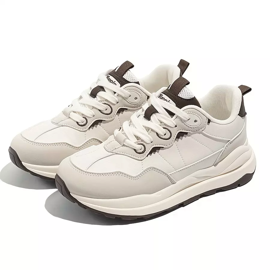 Women's Platform Sneakers, Casual Lace Up Outdoor Shoes, Comfortable Low Top Running Shoes