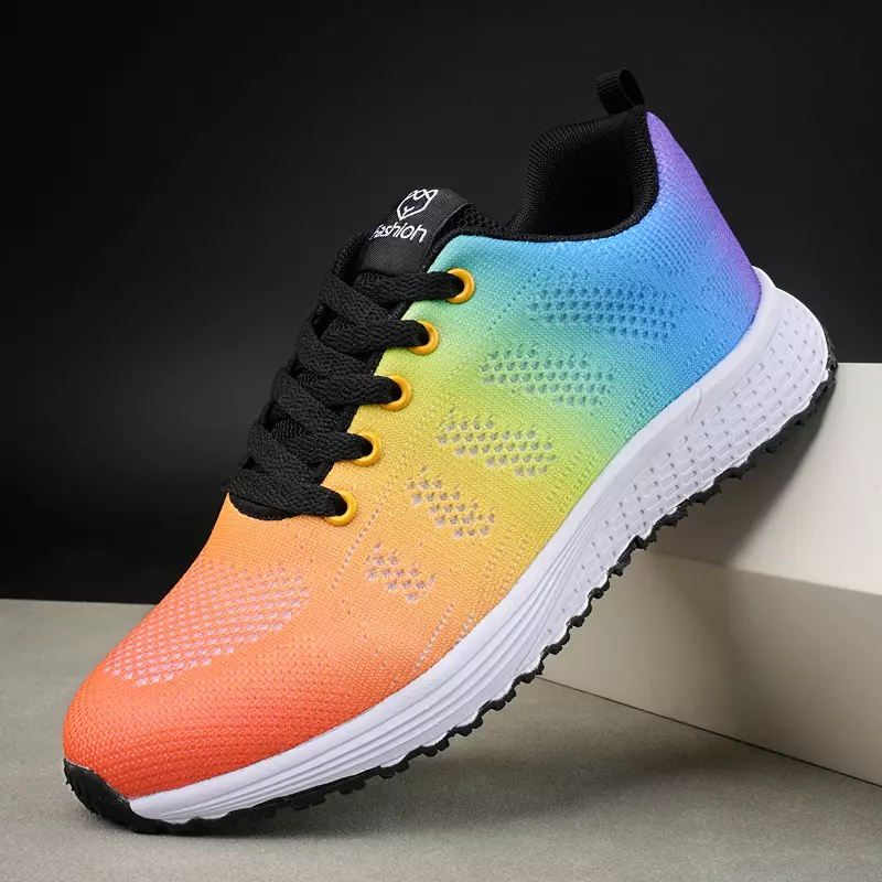 Women's Lightweight Sneakers - Breathable Mesh & Lace-Up Comfort, Chic Low Top Design for Casual Outdoor Activities & Running-Black