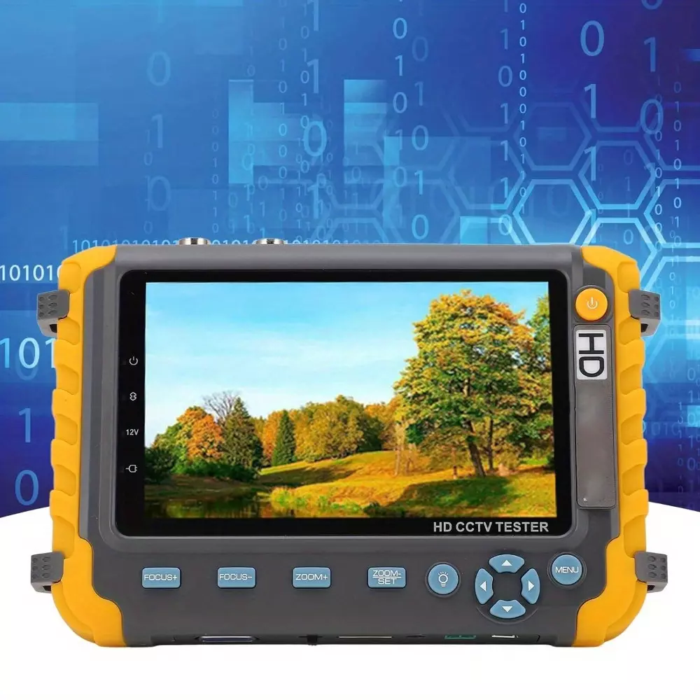 5 Inch CCTV Camera Tester, 8MP VGA HD Input HD Display Video Monitor AHD TVI CVI Coaxial Analog Camera Monitor Tester IP Camera with UTP Cable Test, Input DC12V Output Camera