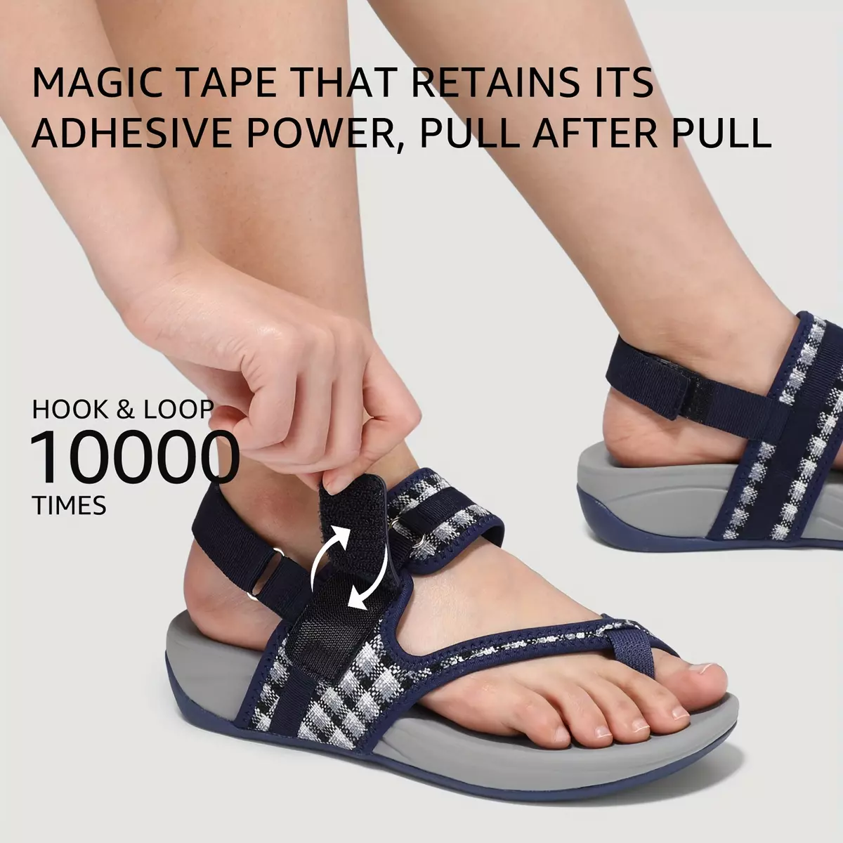 STQ Orthopedic Adjustable Wedge Sandals for Women with Arch Support-Dark Blue