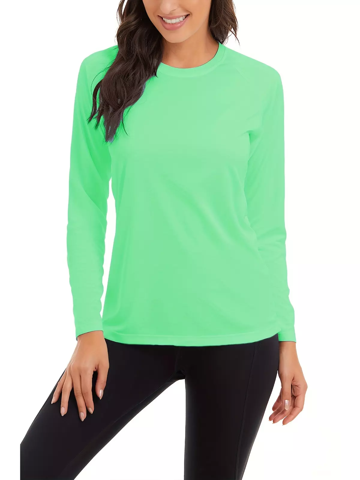 Women's Sun Protection Long Sleeve Shirt, Quick Dry Lightweight Hiking Top, Casual Style-Cyan