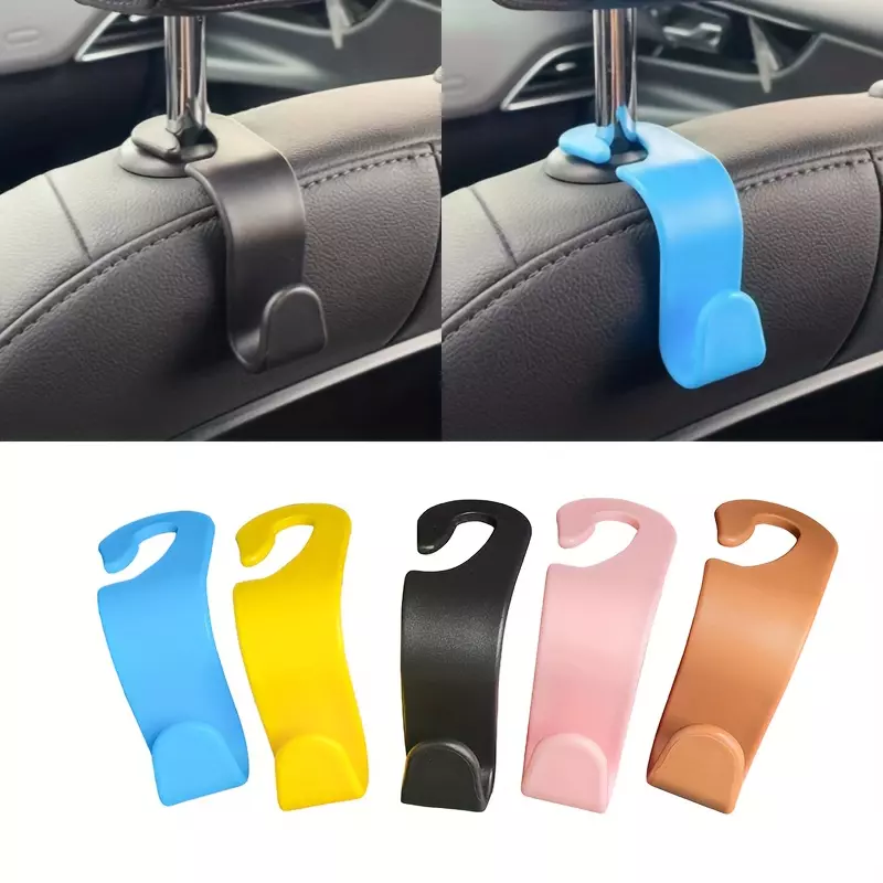 2pcs Multi-Colorful Car Seat Back Hooks Interior Organizers Hanging Holder Clip HandBag Sundries Bag Storage Hook-Yellow