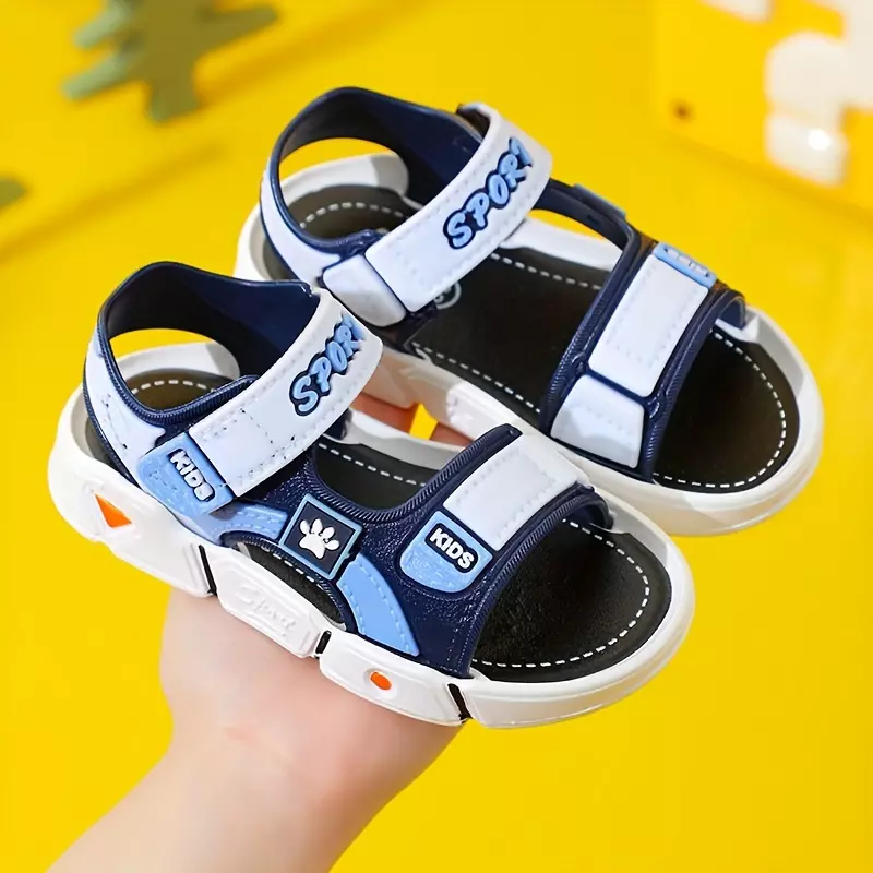 Kids' Summer Sandals - Breathable, Non-Slip, Unisex Design with Hook & Loop Closure for Active Play & Casual Wear-Sky Blue