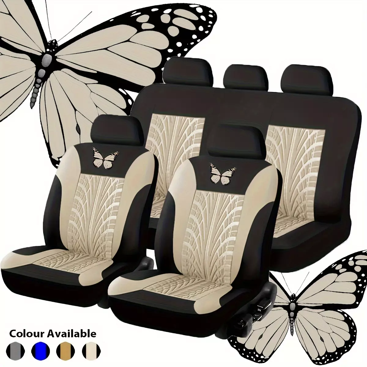 Universal Butterfly Bronzing Craft Pressure Mark Model Car Seat Cover 9 Piece-Set 5 Seats (Universal Model) Holiday Gift-Pink